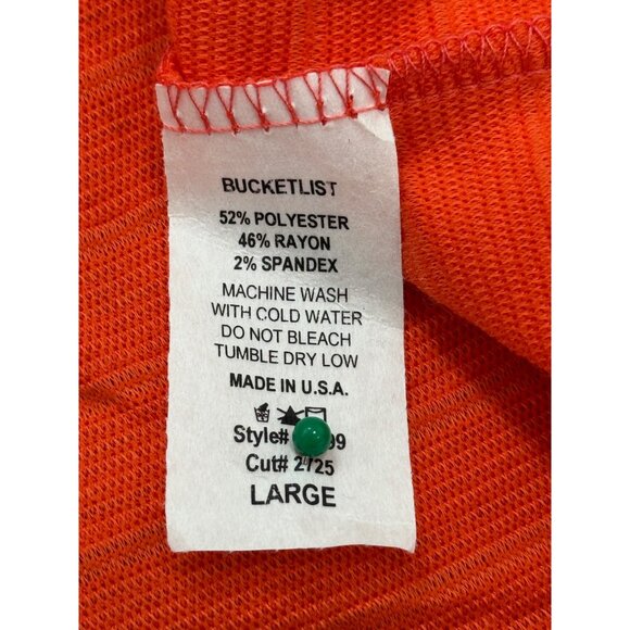 Bucket List Crop Top Boxy 3/4 Sleeve Collared Oversized Orange Women Size L - Picture 7 of 7